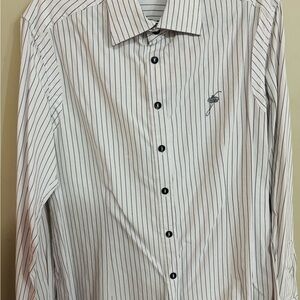 UE Men's Classic Black and White Pinstripe Shirt